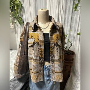 Priceless Women's Brown and Yellow Patterned Jacket